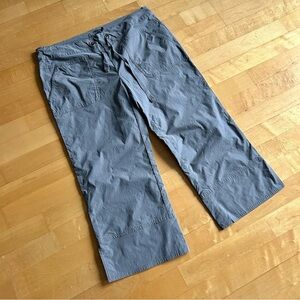 Prana Lightweight Wide Leg Capri Pants Relaxed Fit, Light Gray, Size L